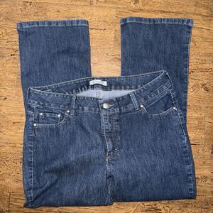 Riders By Lee Womens Blue Denim No Gap Waist Bootcut Jeans Mid Rise Size 18P